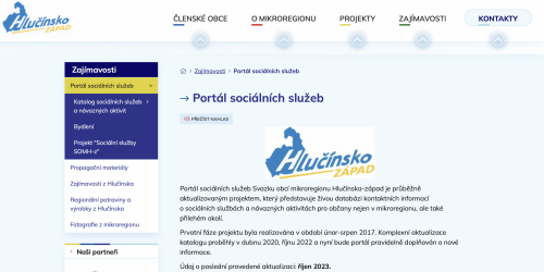 Portál sociálních služeb - úvodní stránka